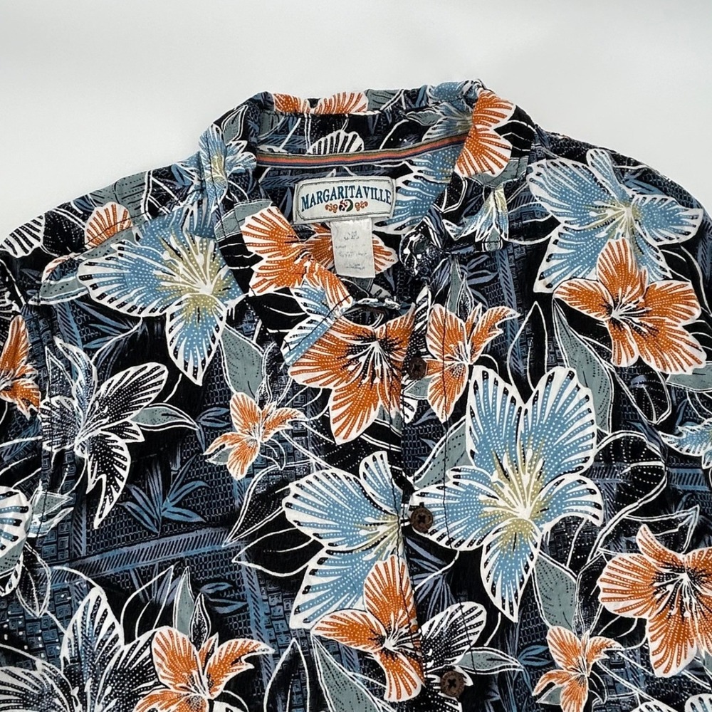 Margaritaville Mens Floral Lily Print Button Front Short‎ Sleeve Camp Shirt XL